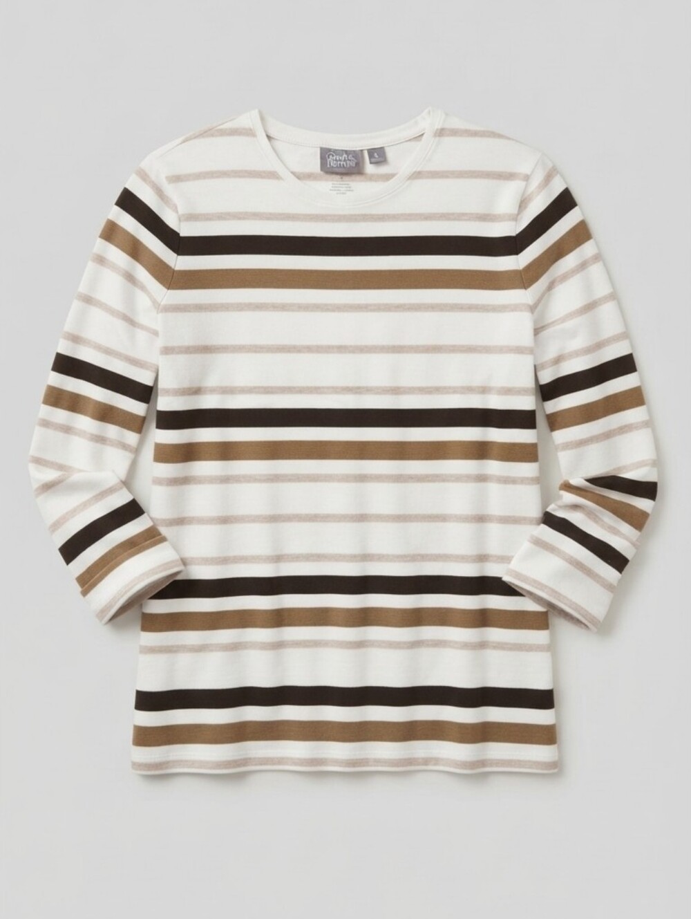 Croft & Barrow Stretch Women's Striped Long Sleeve T-Shirt Size M Brown Black